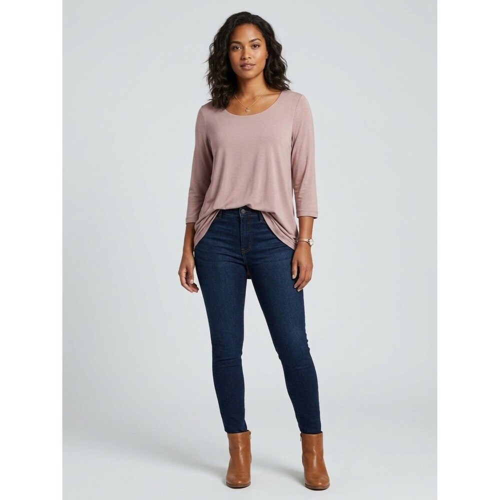 J. Jill Pure Jill S Supersoft 3/4 Sleeve Elliptical Tee Fawn Pink Mauve Modal